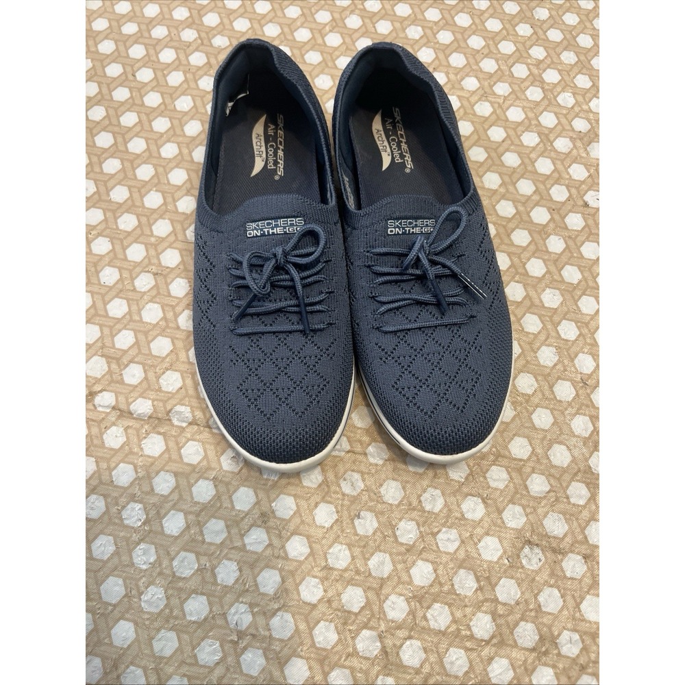 Skechers Air Cooled Memory Foam Blue Knit Slip On Shoes Women's Size 6.5